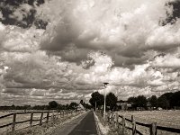 Ortseinfahrt mit Wolkenhimmel  Pentax K-1, smc PENTAX-FA 31mm F1.8 AL Limited  - 10.08.2018 - : Bäume, Gatter, Häuser, Landschaft, Straße, Weide, Wolken