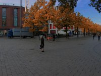 Königstraße Duisburg im Morgenlicht 17.10.2016 : Bäume, Fußgängerstraße, Königstraße, Landgericht, Menschen, Morgenlicht, Platanen, Straße